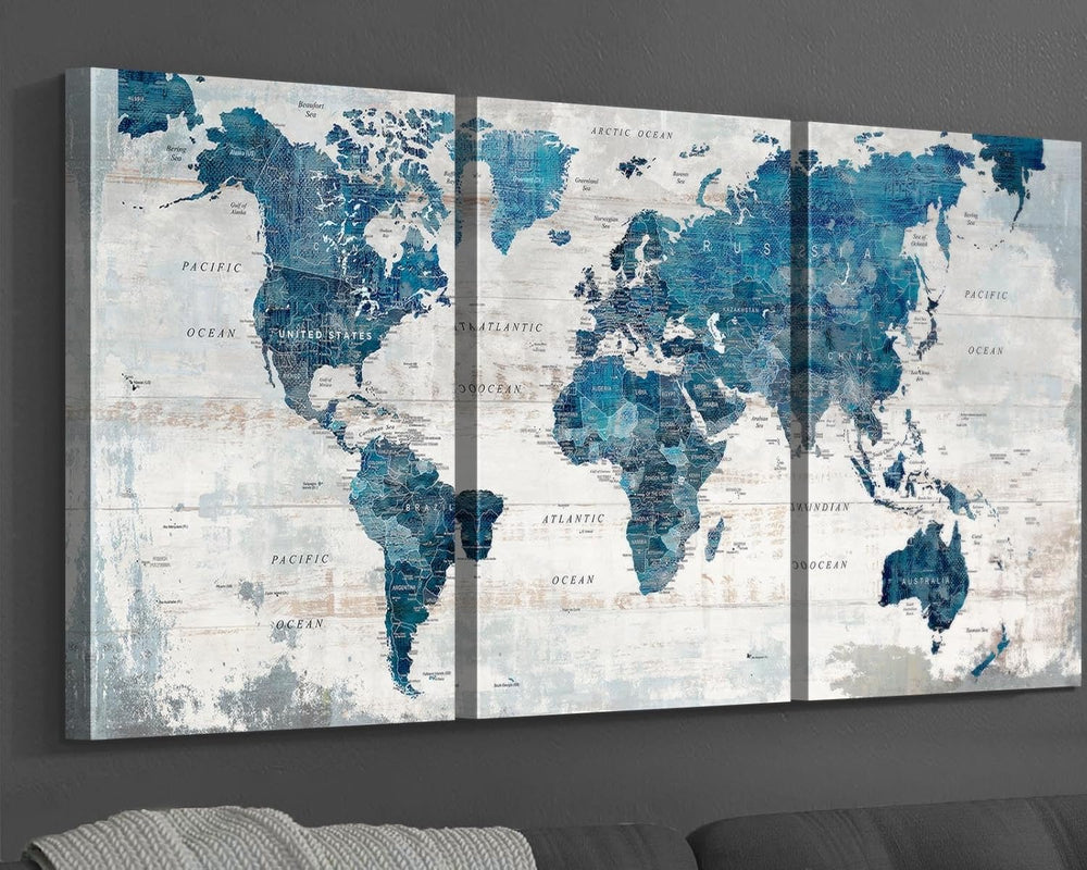 Wall Art for Living Room Office Pictures Wall Decor Framed World Map Canvas