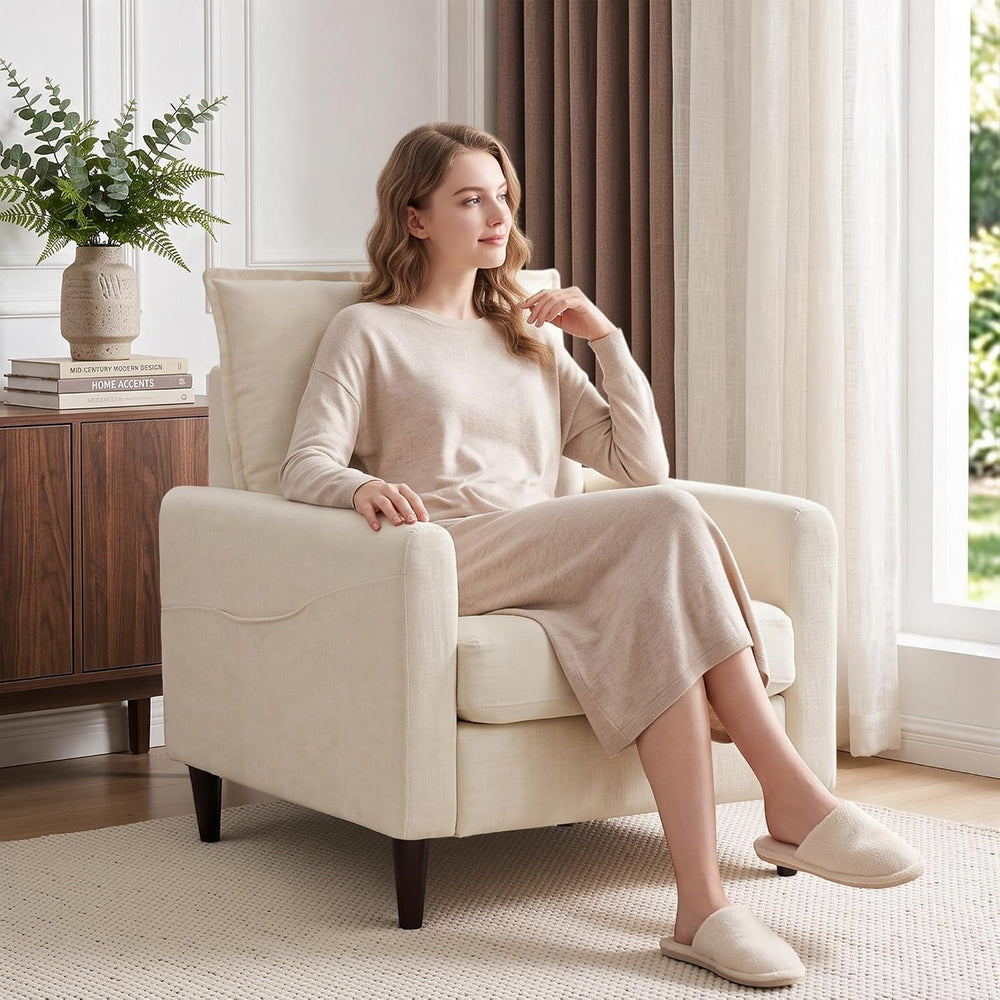 Korser Accent Chair for Living Room, Comfy Upholstered Mid-Century Reading Ch...
