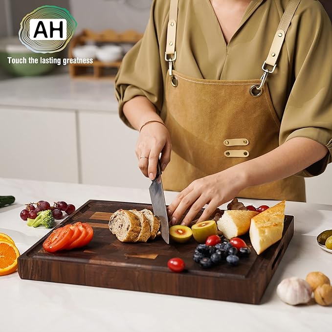 AZRHOM Large End Grain Walnut Wood Cutting Board 17x13x1.5 in Thick Butcher - Image 4