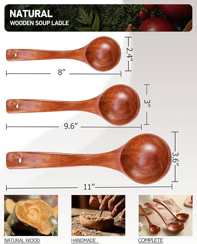 Wooden Ladles Set of 3 – Wood Ladles - Image 2