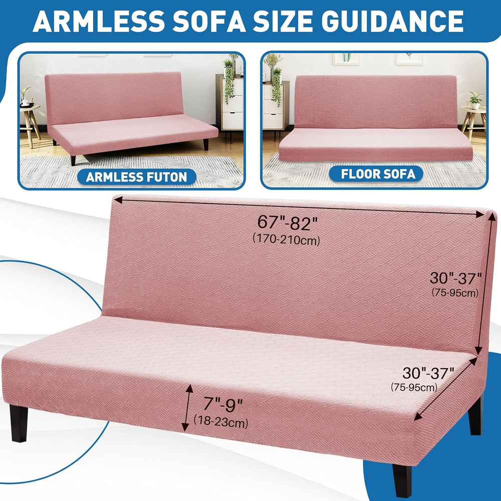 Stretch Fit Futon Cover (67"-82") Armless Futon Sofa Bed Slipcover ...