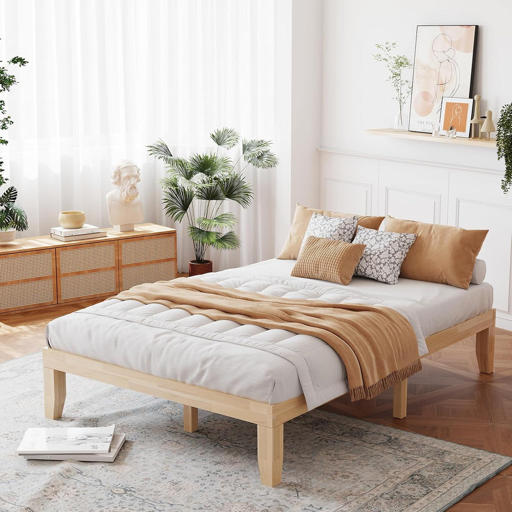 GIANTEX 14 Inch Full Wood Platform Bed Frame, Minimalist Style Mattress Found...