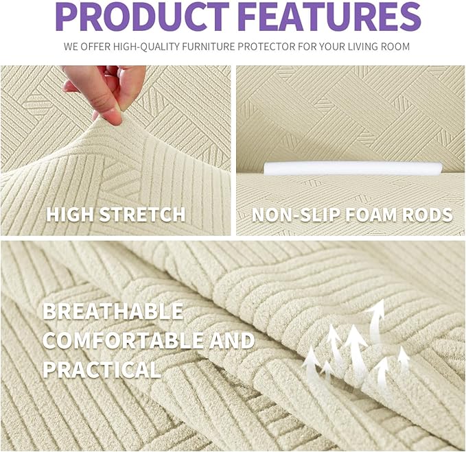 ZNSAYOTX Super Stretch Loveseat Covers, New Striped Love Seat Slipcover - Image 3