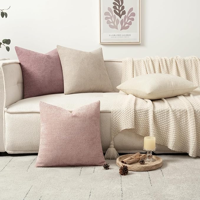MIULEE Pack of 4 Valentines Couch Throw Pillow Covers 18x18 Inch Neutral Pink - Image 5