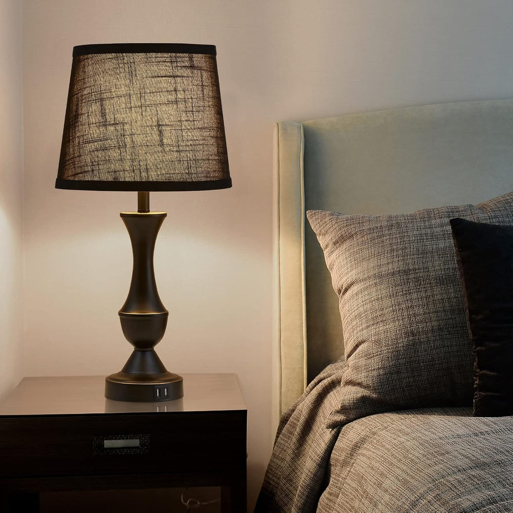 Black Touch Table Lamps Set of 2, 22" Tall Bedside Lamps