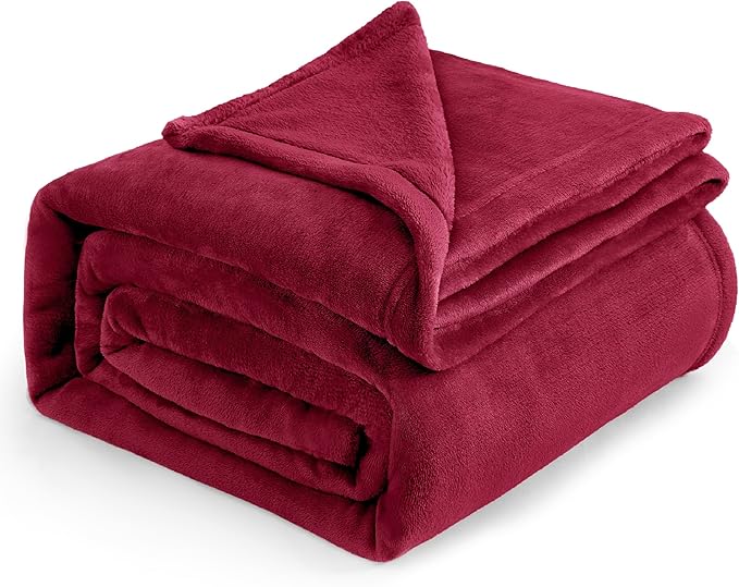 Bedsure GentleSoft Fleece Blankets King Size Burgundy by BEDSURE