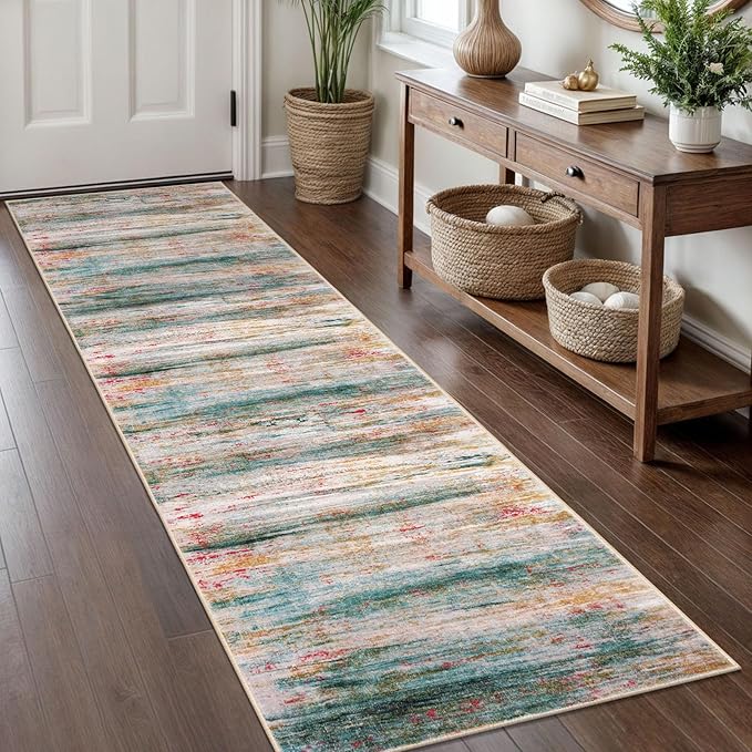 KOZYFLY Modern Abstract Hallway Runner Rug, 2x8 Washable Rug Runner Non-Slip by KOZYFLY