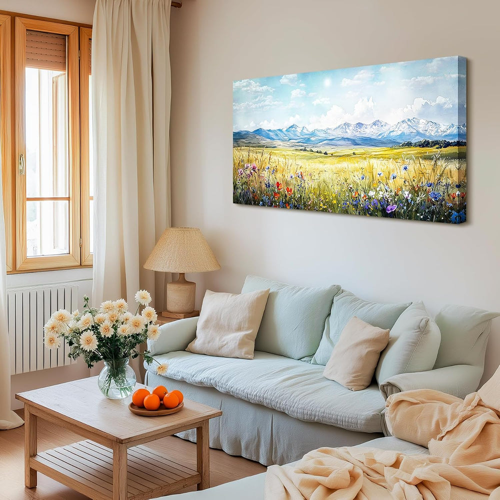 SERIMINO Wilderness Meadow Wall Decor, Wildflower Art Prints 24"X48"