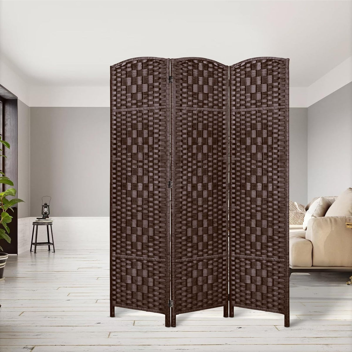 rhf room divider panel,partition room dividers,3panel privacy screen,brown shown in use
