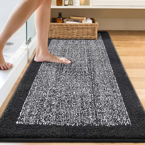 70x24 Long Bathroom Rugs Washable Non Slip, Dark Grey Bath Mat - Image 2