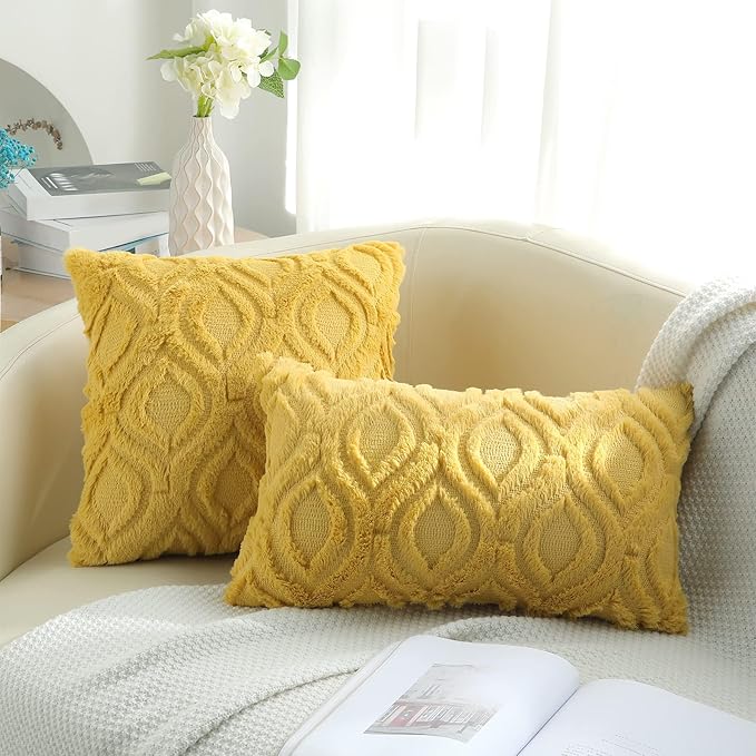 decorUhome Summer Throw Pillow Covers 24x24 Inch Set of 2, Soft Plush Faux Wool - Image 9