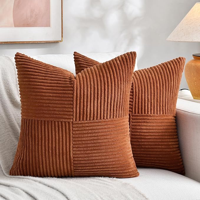 Fancy Homi 2 Packs Rust Decorative Throw Pillow Covers 16x16 Inch by Fancy+Homi