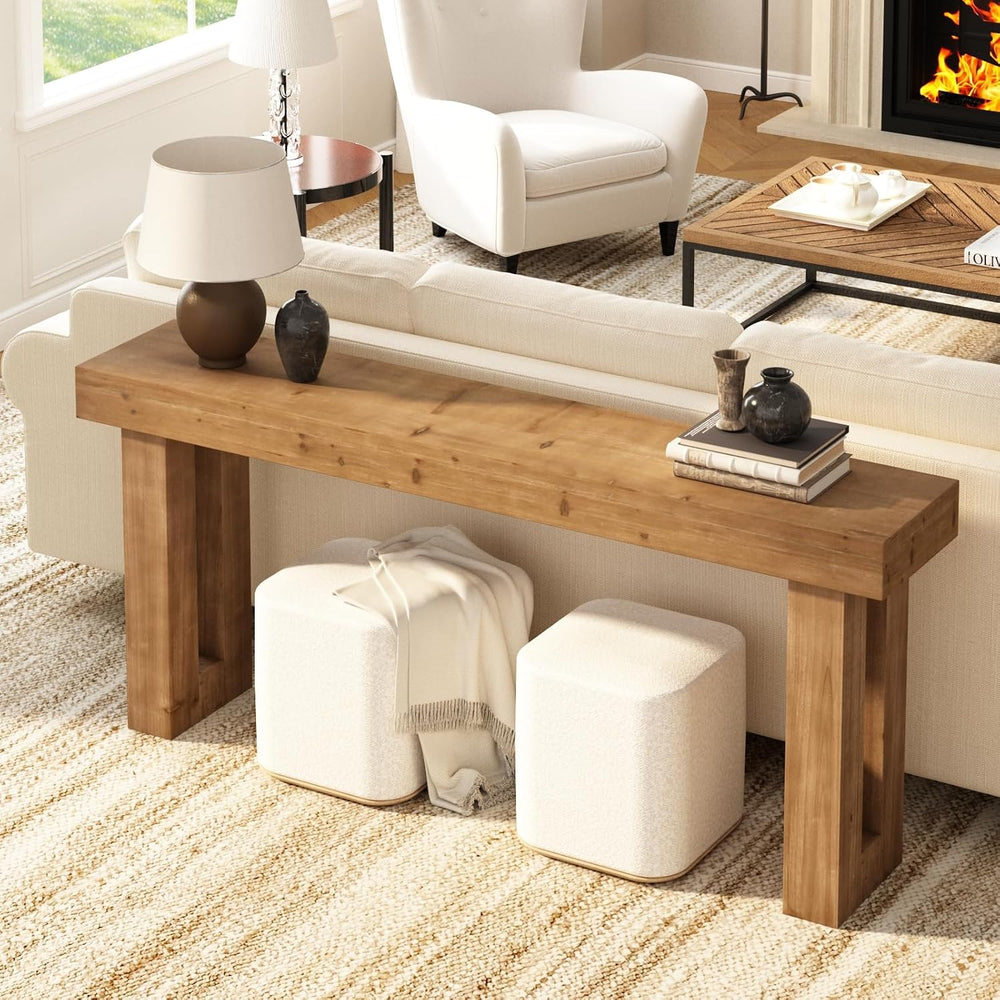 HOKYHOKY Solid Wood Entryway Table, 70-Inch Long Farmhouse Console Tables | R...