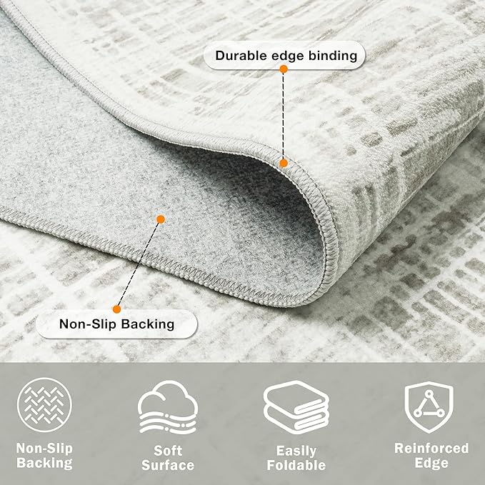10x12 Area Rugs Washable Rug: Anti-Skid Abstract Modern Living Room Rug Soft - Image 4