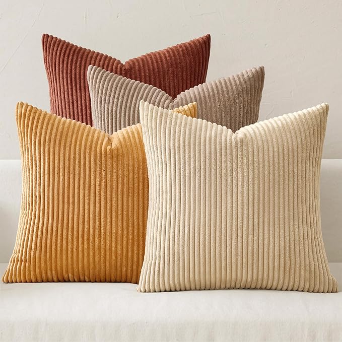 MIULEE Boho Farmhouse Terra Cotta Throw Pillow Covers 18x18 Inch Set of 4 by MIULEE