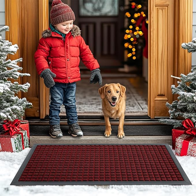 Smiry Front Door Mat Outside Entrance, Heavy Duty Natural Rubber Doormat - Image 8