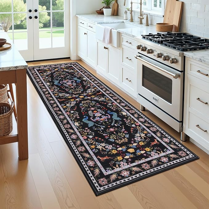 HEBE Washable Hallway Runner Rug 2'x 8' Non Slip Kitchen Rugs Runner, Low Pile - Image 9