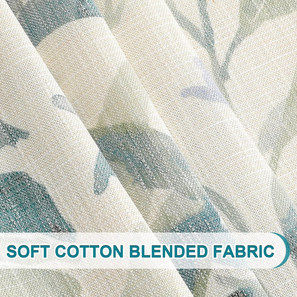 MYSKY HOME Sage Green Curtains 45 Inch Length Light Filtering Cotton Curtains...