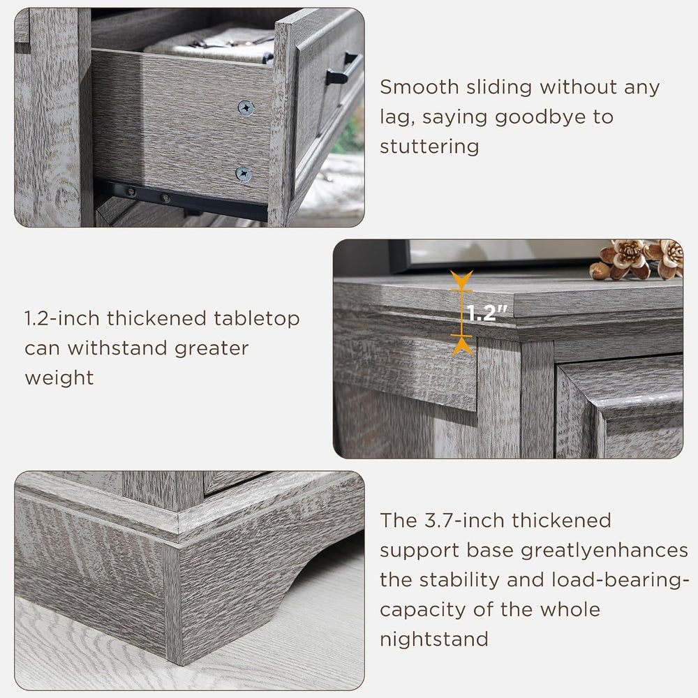 Farmhouse 5 Drawers Dresser Chests for Bedroom, Gray