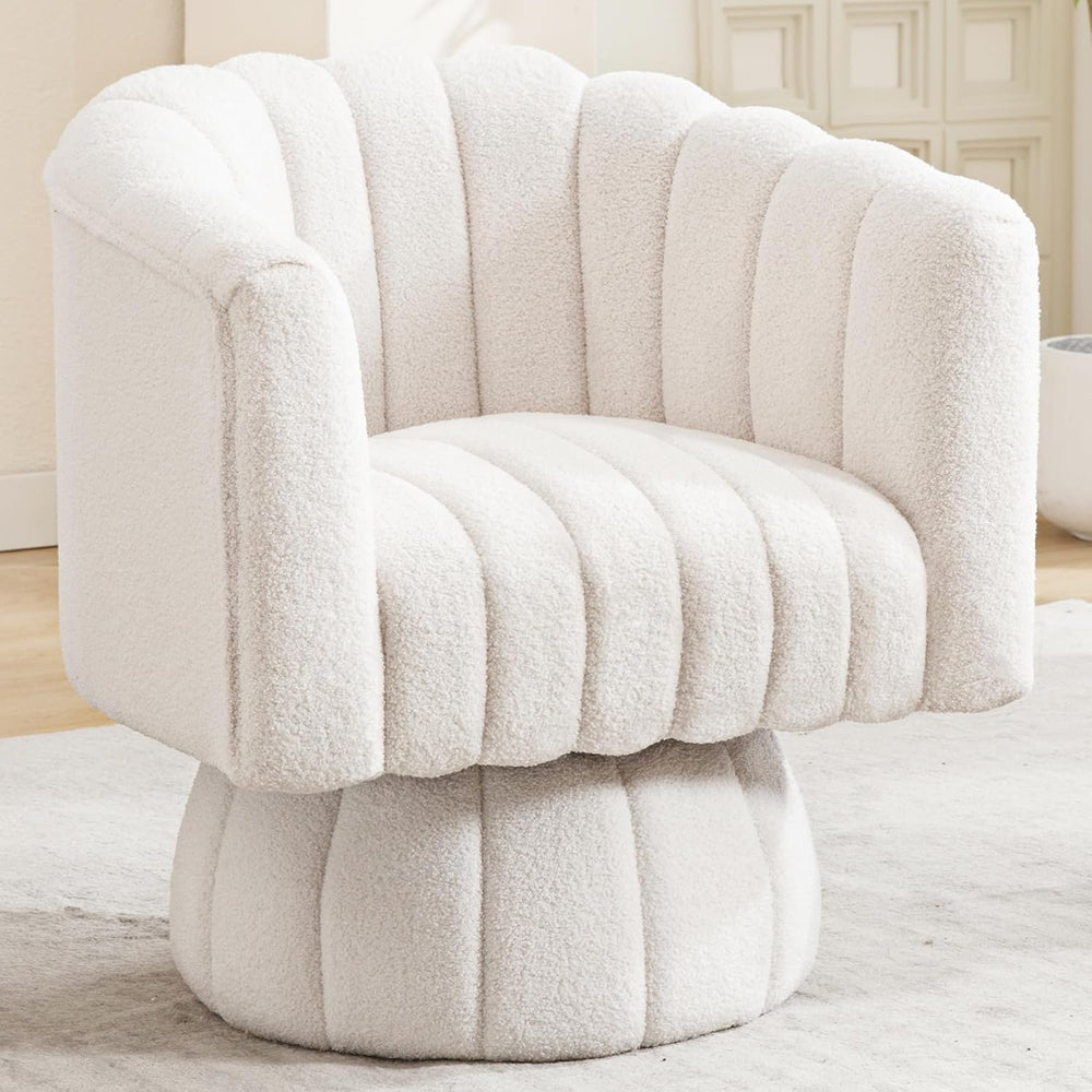 Swivel Accent Barrel Chair - Cute Comfy Small Round 360° Arm Chair Velvet Sof...