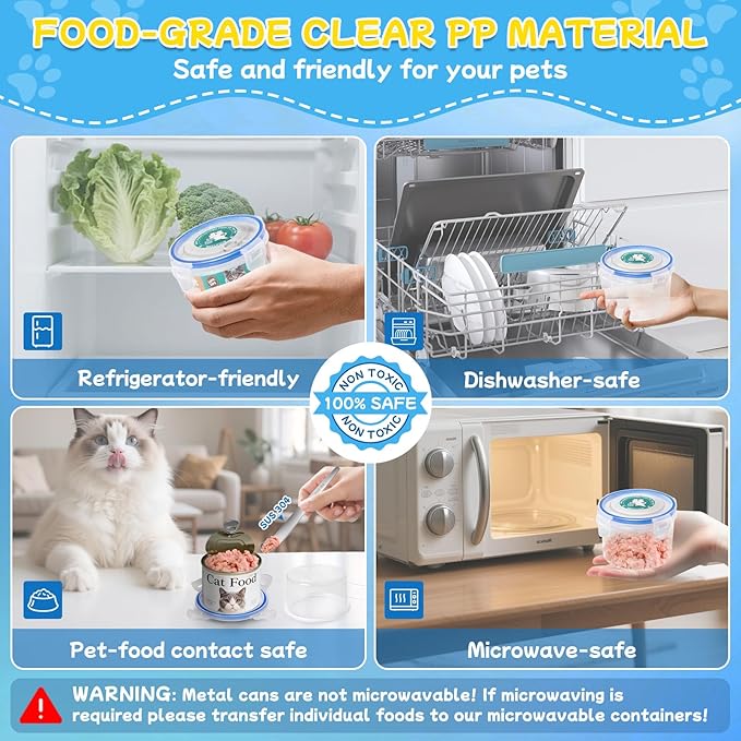 REFLYING Canned Cat Food Storage Lids, Reusable Airtight Can Cover Pet Food - Image 7