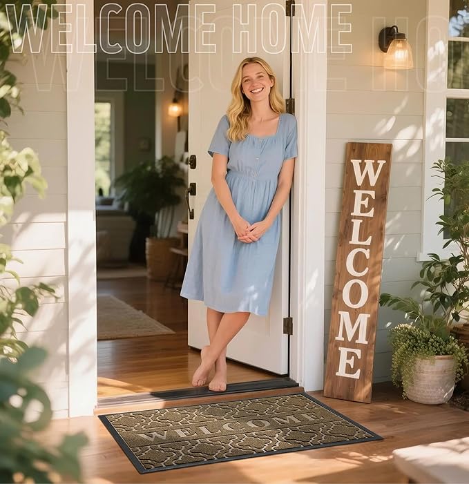Yimobra Welcome Mat Outdoor Indoor, All-Season Waterproof Front Door Mat - Image 2