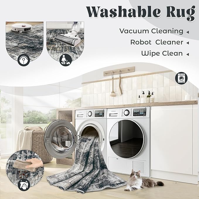 XLUEZ 5x7 Area Rugs for Living Room, Washable Modern Abstract Large Area Rug - Image 2