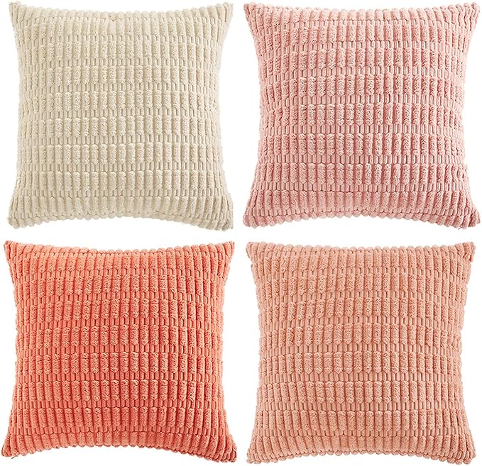 Fancy Homi 4 Packs Boho Blush Pink Big Decorative Throw Pillow Covers 24x24 Inch - Image 9