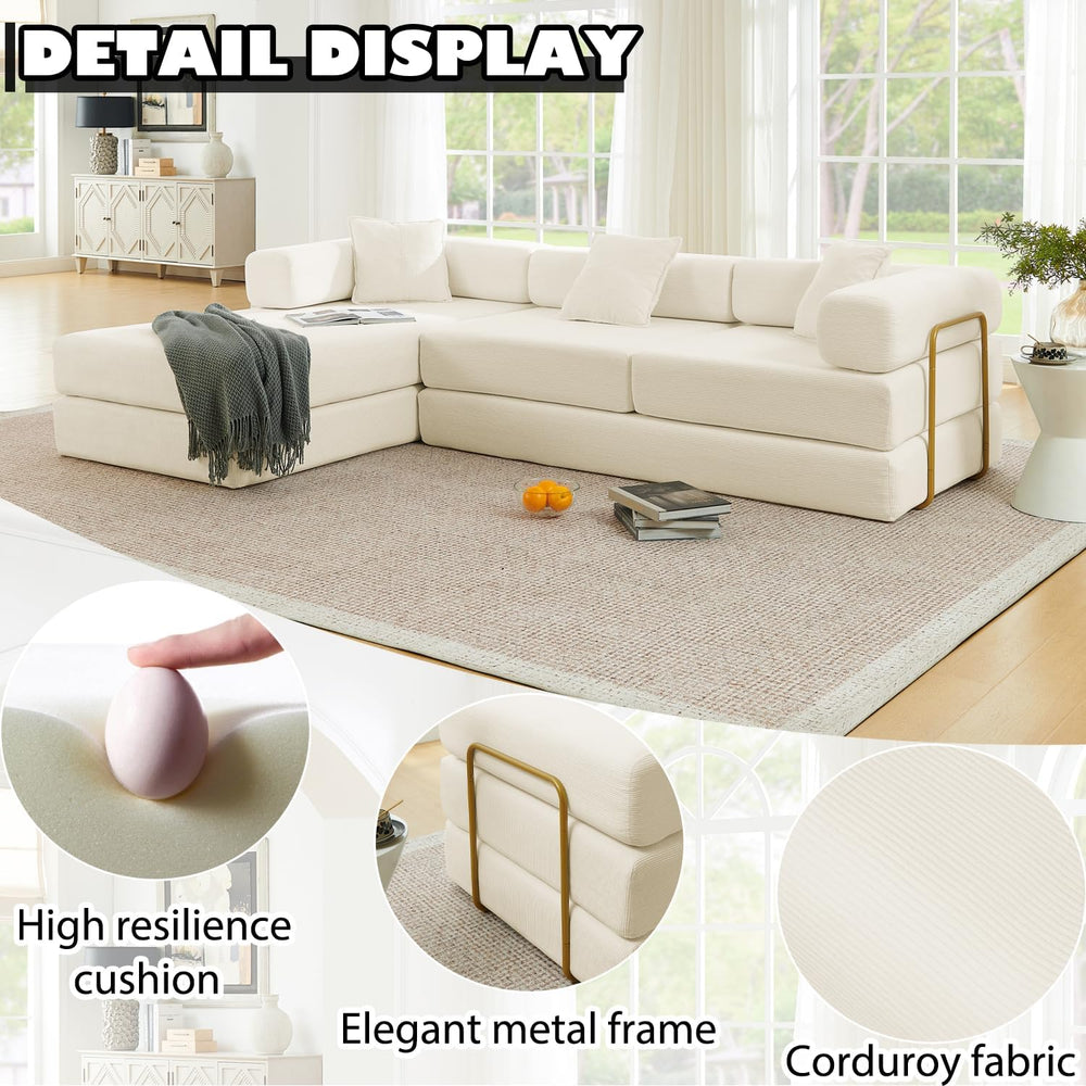 HANXIN 108'' Futon Sleeper Sofa Bed, Boneless Couch for Living Room, ...