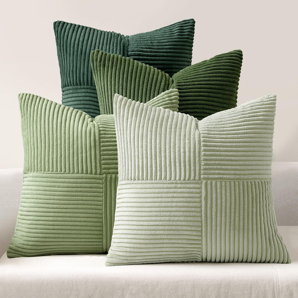 MIULEE Corduroy Sofa Cushion Covers Green Series 45 x 45 cm Set 4 Pieces Mode...