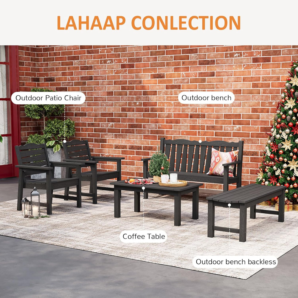 Outdoor Bench, 2-Person Patio Backless Bench Holds up to 800lbs, Weatherproof...