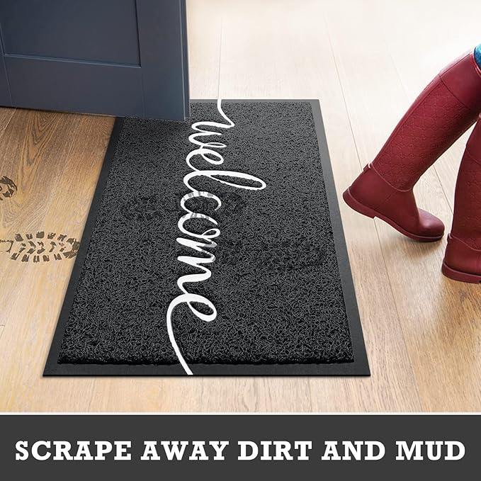 CozyBounty Black Door Mat Welcome Mats Outdoor Indoor Non-Slip Doormat - Image 5