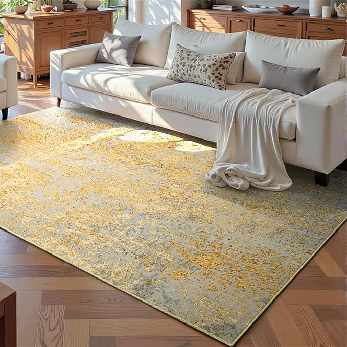 Living Room Rug 5'x7' Area Rug Washable Boho Carpet Non Slip Abstract Vintage - Image 2