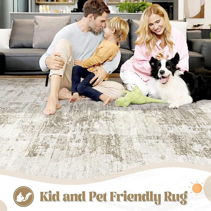 XLUEZ 9x12 Area Rug for Living Room, Washable Modern Abstract Large Area Rug - Image 3