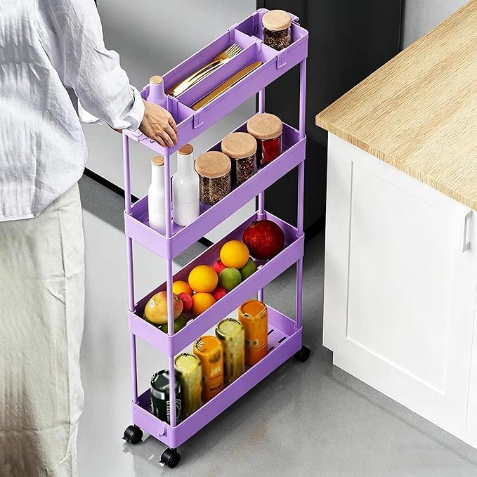 SPACELEAD Slim Storage Cart 3 Tier, Bathroom Organizer Rolling Utility - Image 4
