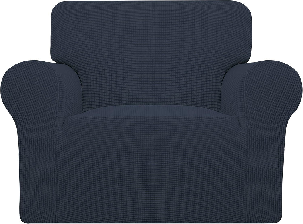 Easy-Going Stretch Chair Slipcover with Arm Washable Dark Blue