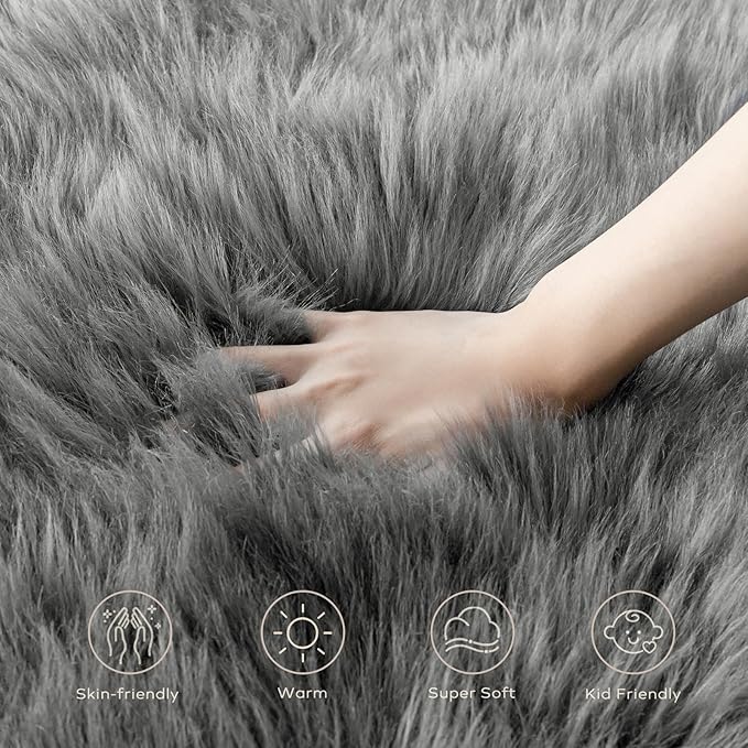 Ashler Faux Fur Area Rug - Image 6