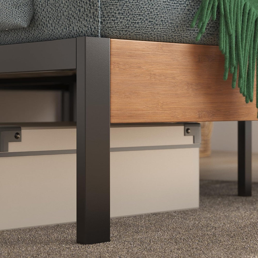 ZINUS Olivia Metal and Wood Platform Bed Frame / No Box Spring Needed / Wood ...