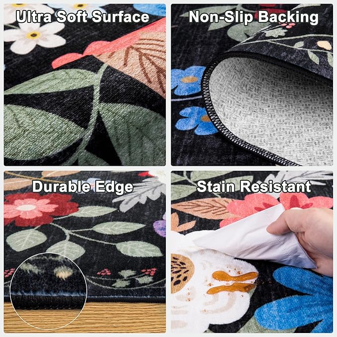 6x9 Area Rugs for Living Room: Floral Washable Rug Vintage Large Soft Boho - Image 7