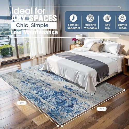 6x9 Area Rugs for Living Room Rug Washable: Abstract Rug for Dining Room - Image 2