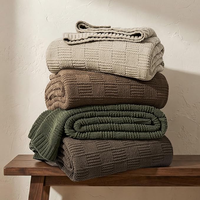 EVERGRACEHOME Modern Checkered Chenille Throw Blanket, Soft Cozy Plaid Knitted - Image 7