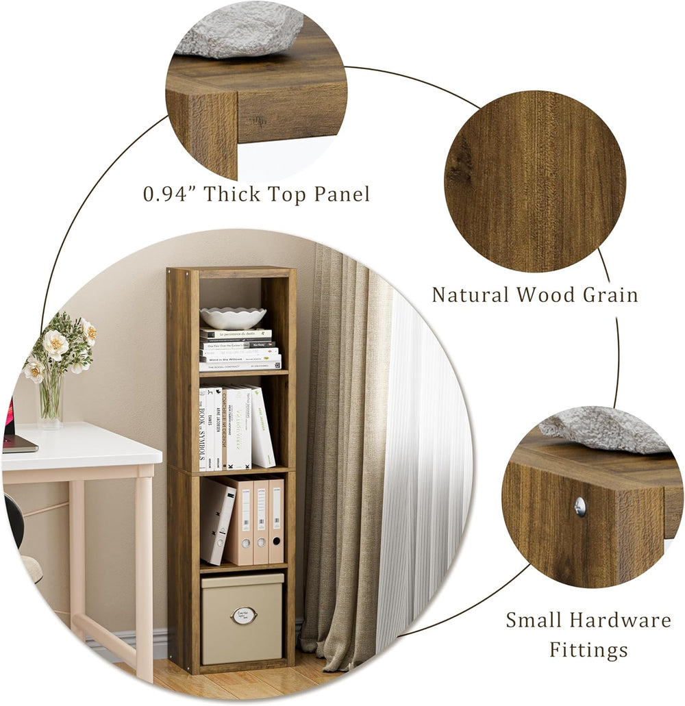 Cube Storage Organizer Bookcase, Small 4 Tier 11 inch Open Back Cubical Shelf...