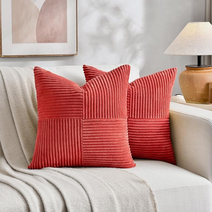 Fancy Homi 2 Packs Red Euro Decorative Throw Pillow Covers 26x26 Inch - Image 6