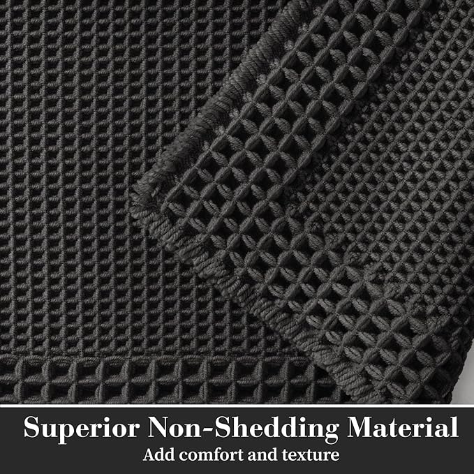 RESARE Waffle Bathroom Runner Rugs, Super Absorbent Bath Mat Non Slip Washable - Image 2