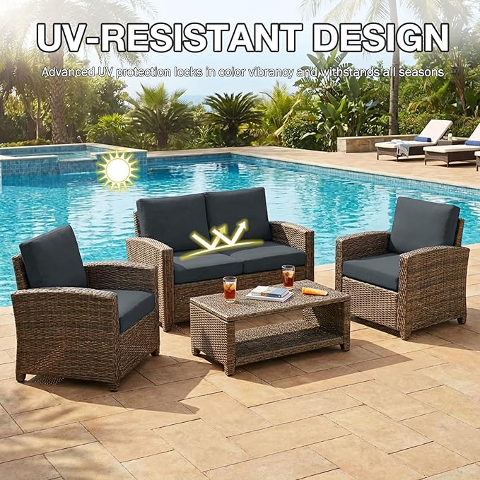 hyha 8Pcs Patio Cushion Covers, Stretch Outdoor Couch Cushion Covers, Washable - Image 6