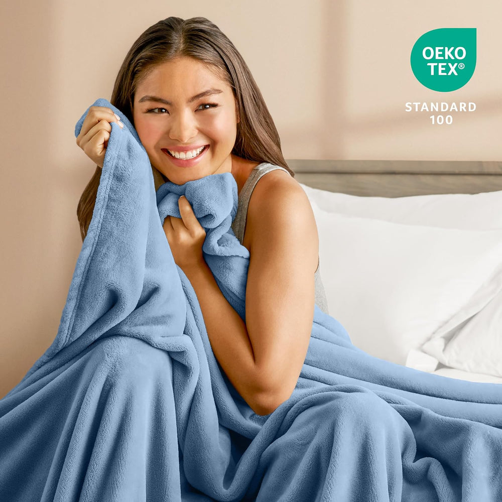 Bare Home Fleece Blanket Luxury Microplush (Full/Queen, Coronet Blue)