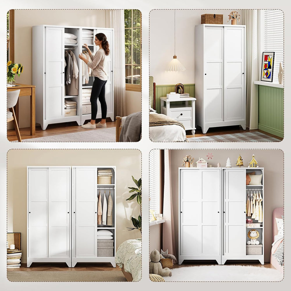 Armoire Wardrobe Closet,20" Deep Armoire Wardrobe Cabinets with Sliding ...