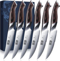 HOSHANHO Steak Knives Set of 6, Ultra Sharp 4.5 Inch Serrated Steak Knife Set by HOSHANHO