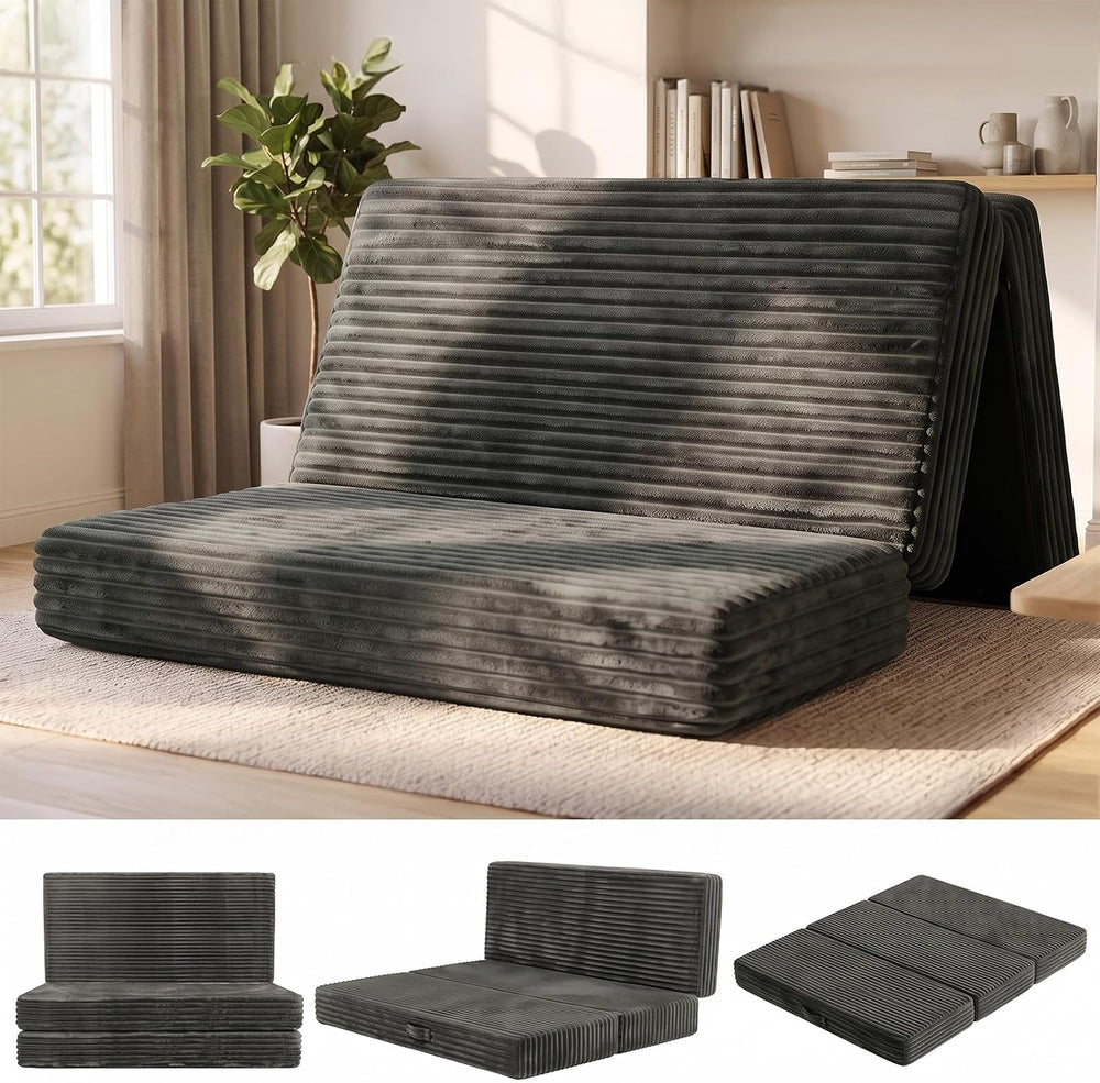 6-Inch Tri Folding Mattress Full Size,Memory Foam Foldable Mattress Topper,Po...