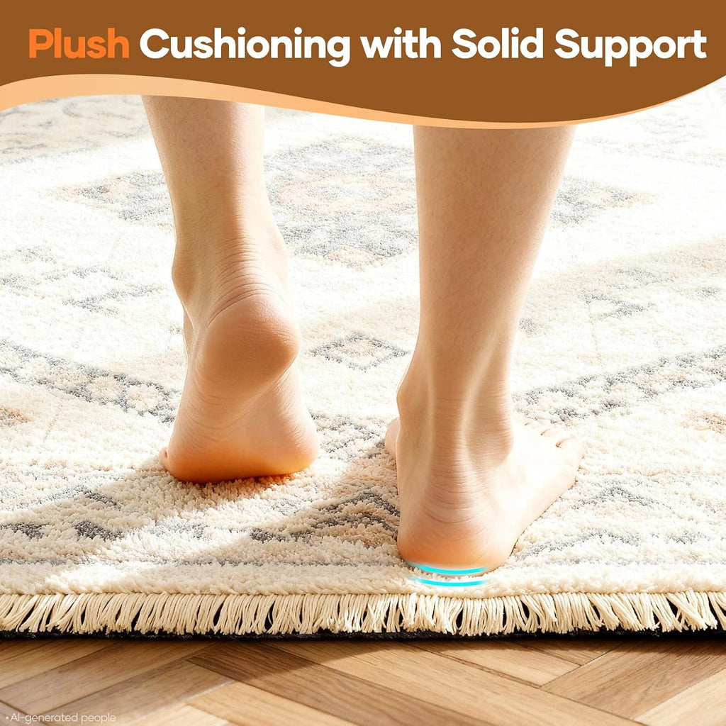 Veken Non Slip Cushioned Rug Pad Gripper, Felt and Silicone Backing, 3 x 8 Ft, 1/4" Thick Runner Carpet Liner Protector Mat for Area Rugs and Hardwood Floors, Keep Rugs Safe and in Place